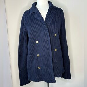 *MISSING BUTTON INCLUDED* Vintage Ralph Lauren Deep Blue Pea Coat w Gold Buttons